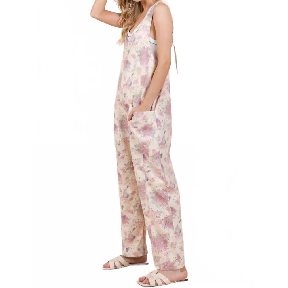 NEW GEEGEE petal promise eyelet jumpsuit in pink
